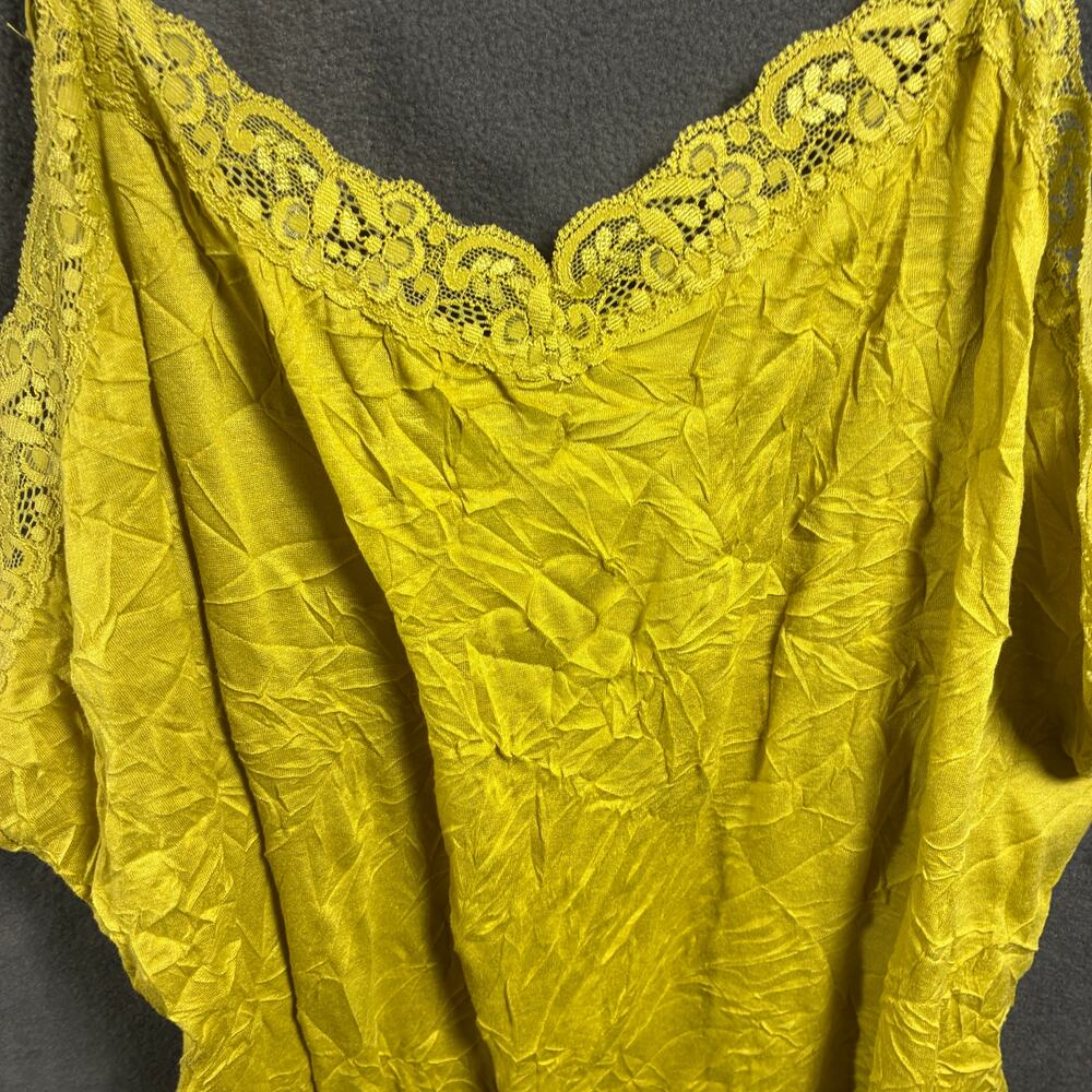y2k women cami 1x Chartreuse lace‎ Trim Tank Top Fitted Striped stretch bratz - Picture 6 of 7